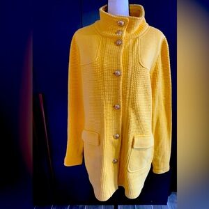 Large Ralph Lauren bright yellow waffle cardigan coat.